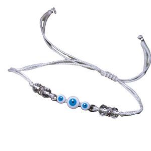 Adult/Kids -  WHITE HANDMADE STRING EVIL EYE BRACELET